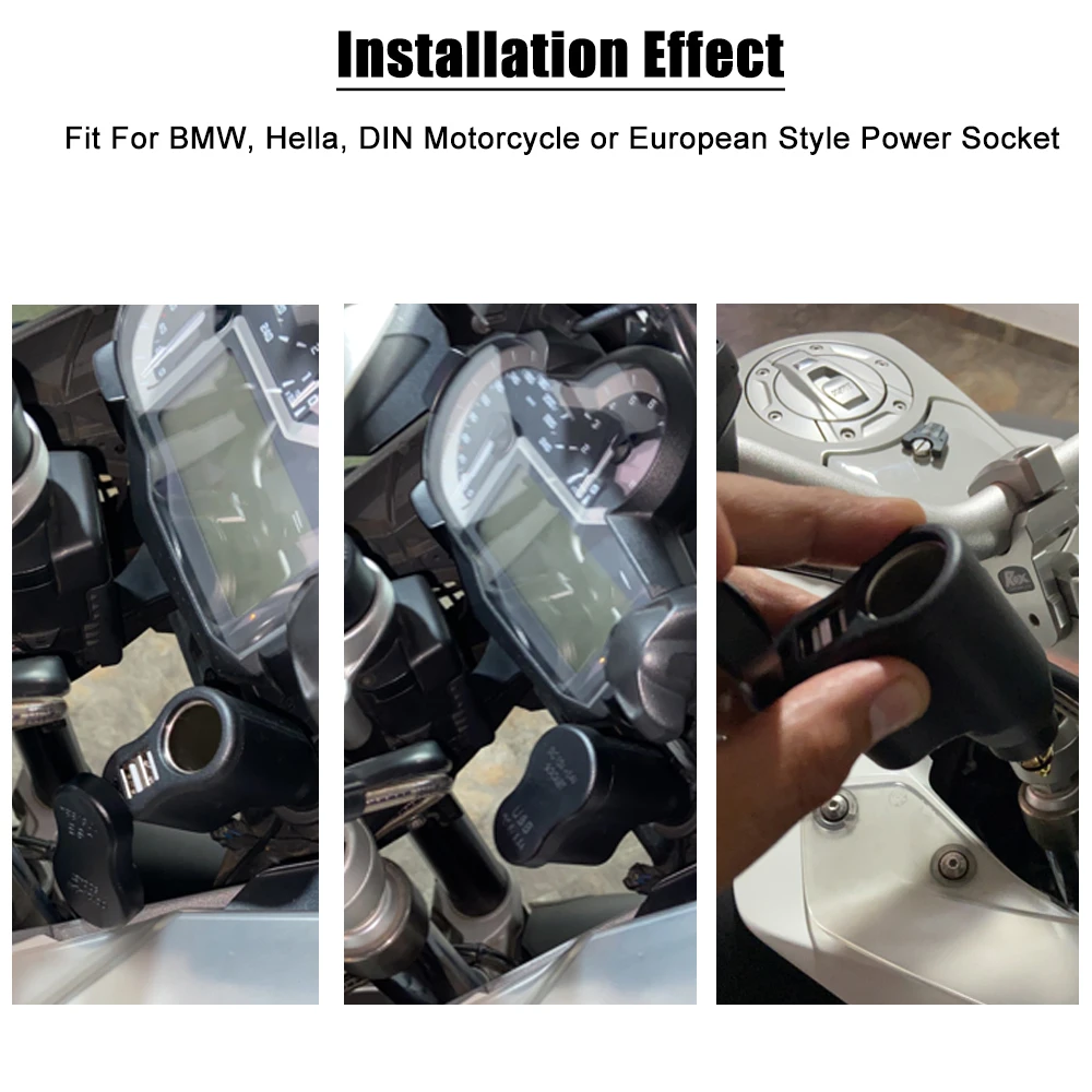 Motorrad-USB-Ladegerät, 5 V, Dual-USB-Anschluss, Netzadapter, kompatibel mit: FÜR BMW R1200GS R1250GS R1250RT R1200RT R nineT K1600GT K1600GTL K1300S K1300GT G310GS F900R F900XR F850GS F750 F650GS