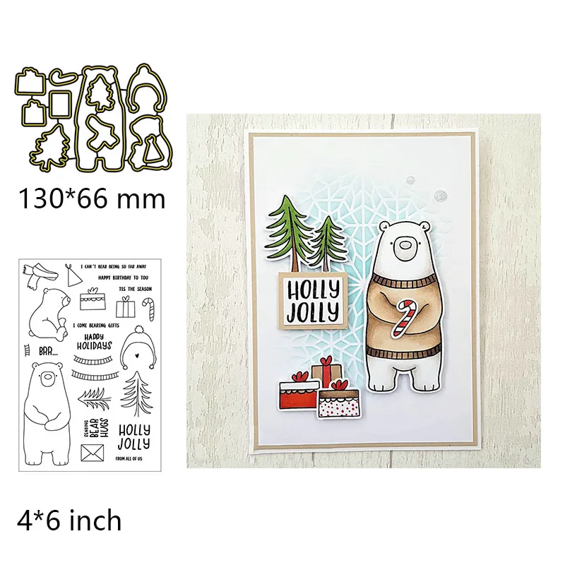 Christmas Santa Claus Gnome Mermaid Winter Bear Animal Clear Stamps And Dies Set for DIY Scrapbooking Paper Cards Craft New - Цвет: Stamps with Dies  4