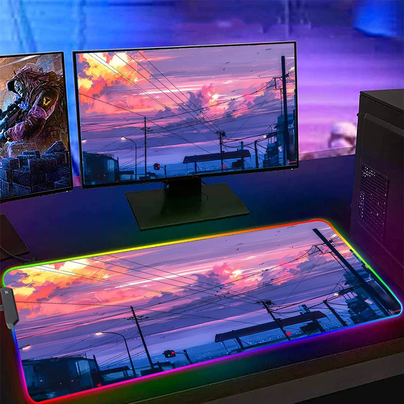 

DIY Custom Gaming Mouse Pad Large Anime Mousepad RGB Computer Mouse Pad Gamer Mause Pad LED Backlit Mat Keyboard Desk Mat