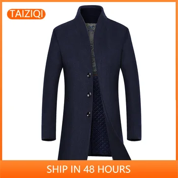 

Factory Wholesale Winter Men's Windbreaker Coat Long Woolen Coat Small Stand Collar Wool Woolen Cloth Coat