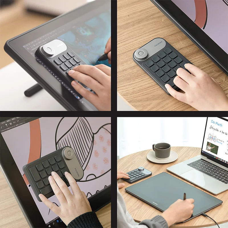 HUION KD100 Keydial Mini-Tastatur für Grafik-Zeichentablett, multifunktionale kabellose digitale Tastatur, Tastenfeld mit 18 Tastenkombinationen_voghion.com