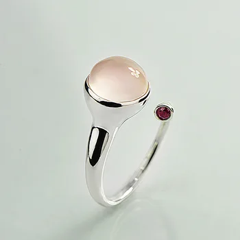 

2019 New Hot Sale Anel Feminino S925 Inlaid Ring, Natural Powder Crystal Hibiscus Stone, Simple Opening Fashion Ring Ornament.