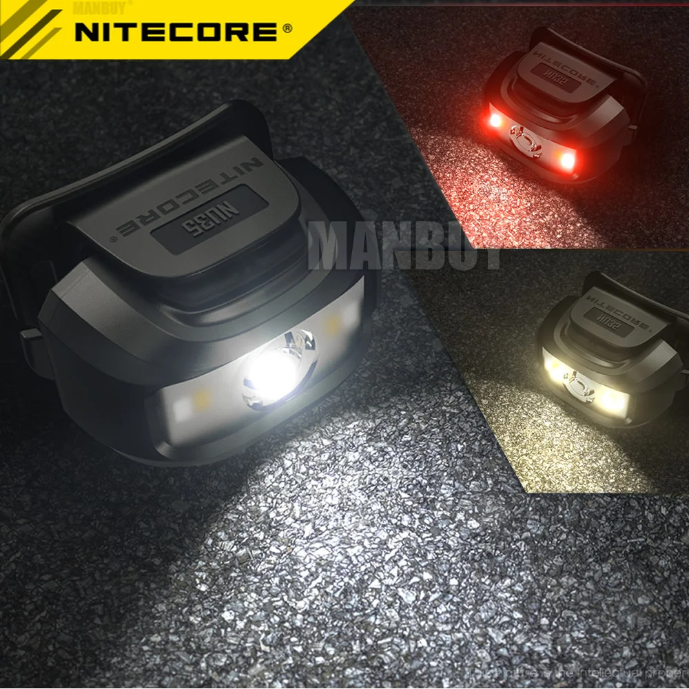 

Nitecore NU35 Dual Power Hybrid USB-C Rechargeable Headlamp 460 LMs CREE XP-G3 S3 +CRI RED Built-In Li-ion Battery pack or 3xAAA