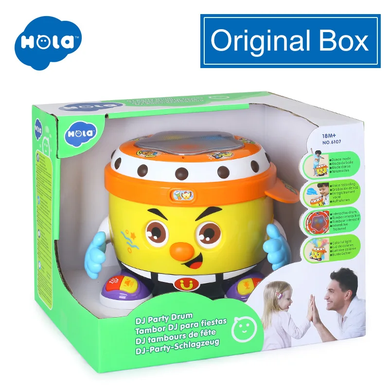 HOLA TOYS 6107 детская игрушка DJ вечерние барабанные игрушки с музыкой и светом Обучающие Развивающие игрушки для подарков - Цвет: ORIGINAL BOX
