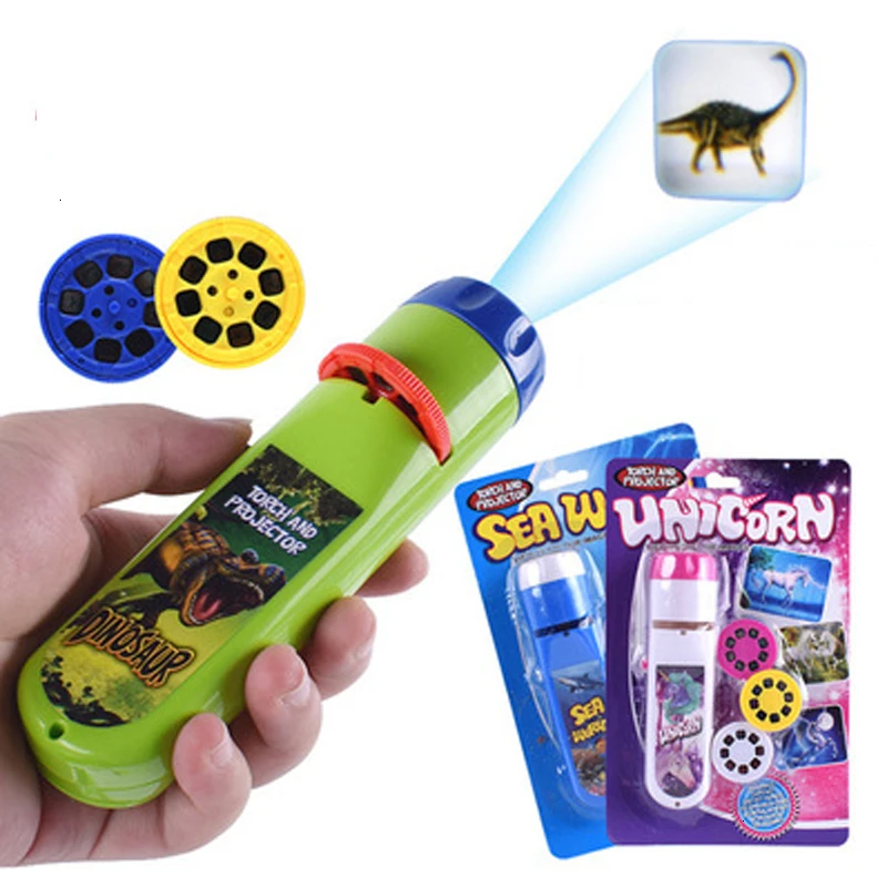 

1pcs Projection Flashlight Children Projector Light Cute Cartoon Toy Night Photo Picture Light Bedtime Learning Fun Toys