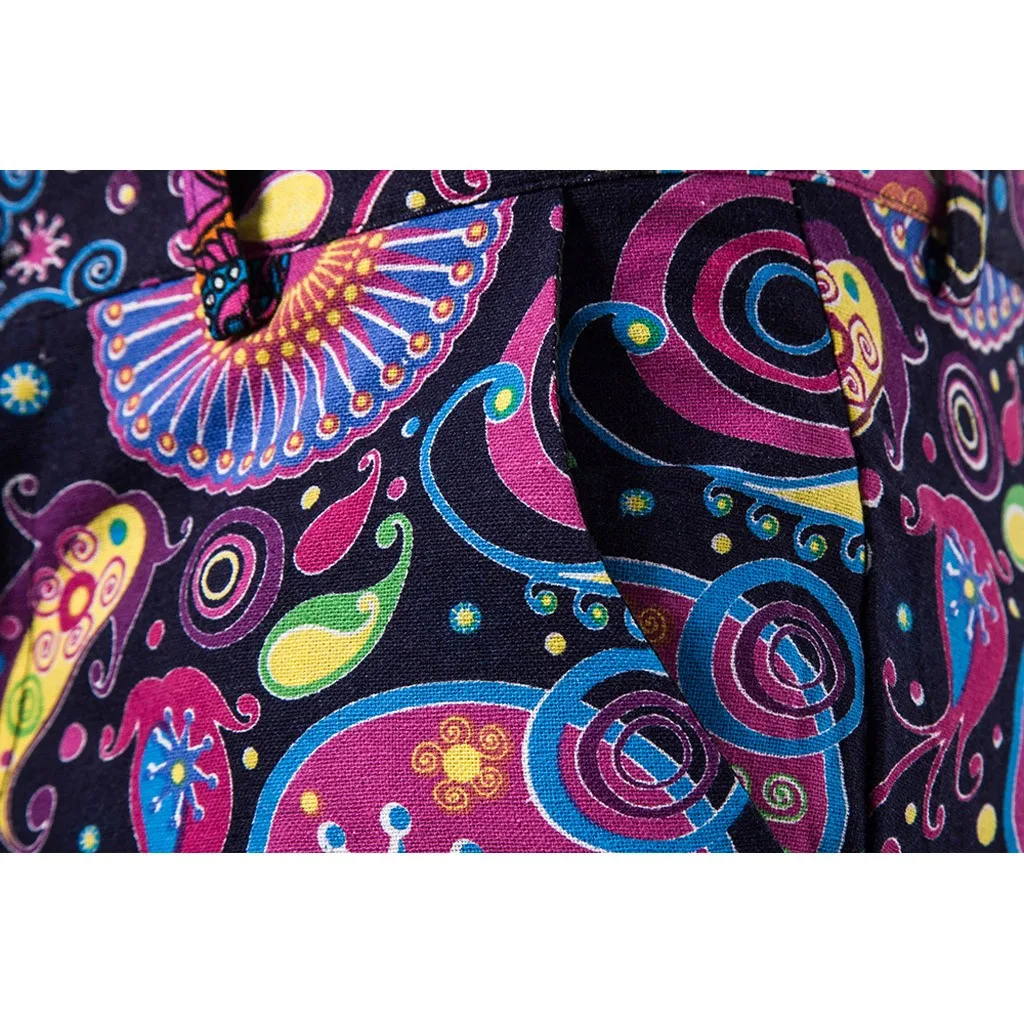 SAGACE folk-custom print Men's Slim Vintage Ethnic Style Straight Cylinder Pants Business Trousers Casual trousers slim pants
