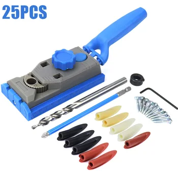 

Drill Guide Locator Jig 9.5mm Handheld Pocket Hole Jig Set Woodworking Wood Dowel Self-Centering Puncher Doweling Jig