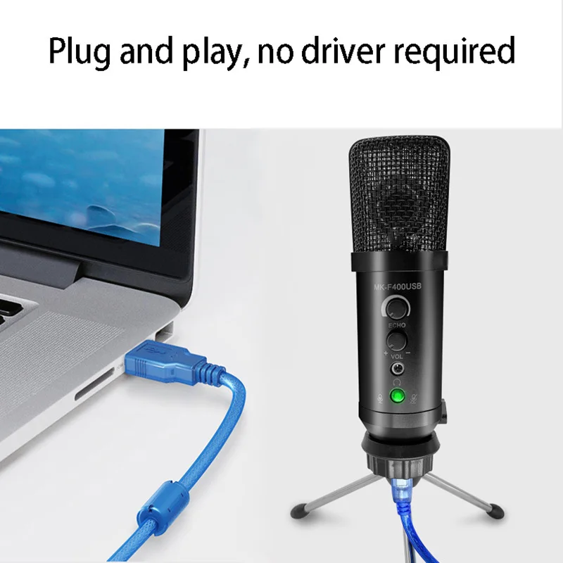 New MK-F400 USB Microphone Set Adjustable Volume
