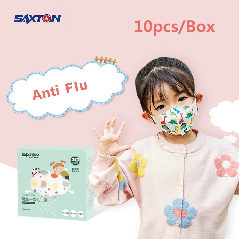 

10pcs/box Children Baby Masks 4 Layer Safety Protection Anti Flu Kids Face Mask Anti Dust PM2.5 Cartoon Cotton Unwashable