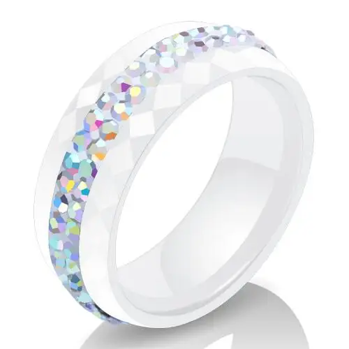 Green ring Новое дизайнерское романтическое прозрачное черное керамическое кольцо с прозрачными кристаллами, модные ювелирные изделия, роскошные 8 мм белые керамические кольца для женщин - Цвет основного камня: Green ring