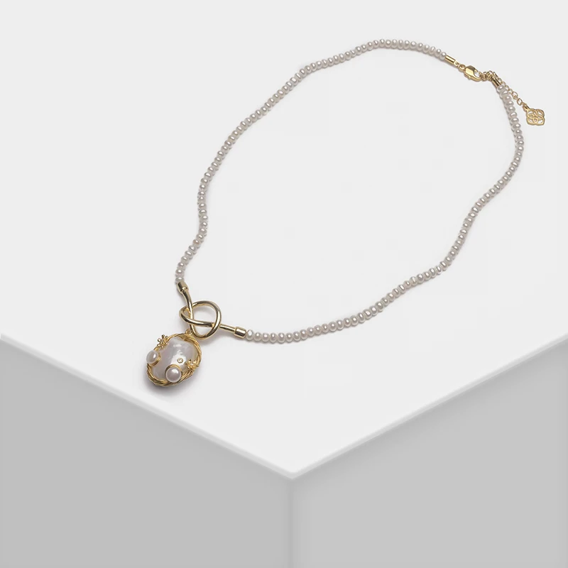 Amorita цветочный Узел Дизайн Мода натуральный жемчуг ожерелье