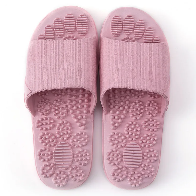 Pink Летние тапочки; коллекция года; домашняя Нескользящая Массажная обувь; унисекс; однотонные тапочки с мягкой подошвой; домашние сандалии; мужские массажные тапочки - Цвет: Pink