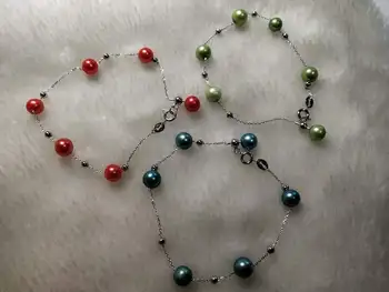 

Wholesale price 925 Sterling Silver Bracelets with 6 Round Pearls AAA Grade Colored Round Pearls Bracelets 5pcs/lot PB01