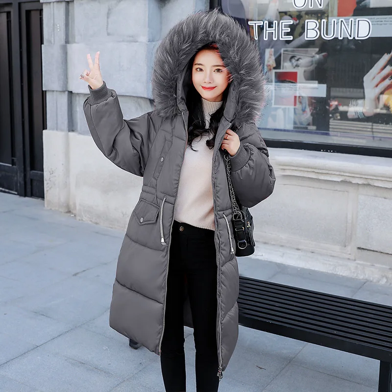 

Winter Casual Fashion Long Sleeve Mid-length Pocket Zipper Cotton-padded Clothes