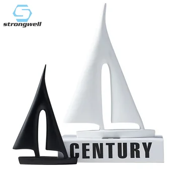 

Strongwell Modern Sailing Boat Abstract Statue White Black Ship Figurines Desktop Miniature Model Home Decoration Business Gift