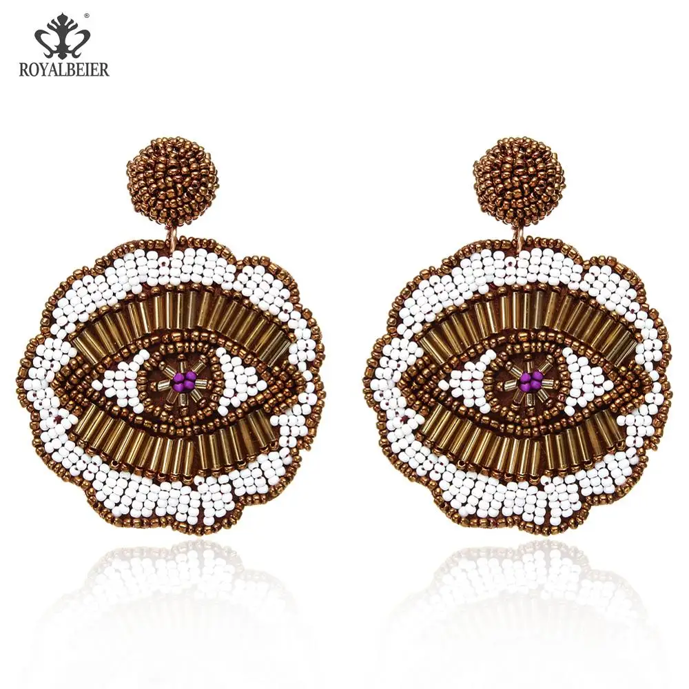 Bohemia Earrings ROYALBEIER Дизайн Свадебные Украшения Корейский Падение Мотаться Серьги для Женщин Серьги Листьев Кулон Boho Ювелирные - Окраска металла: Bohemia Earrings
