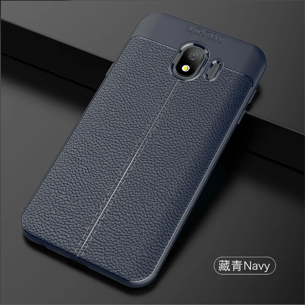 Матовый гибридный кожаный чехол для Samsung J4 2018 J400F Мягкая силиконовая задняя