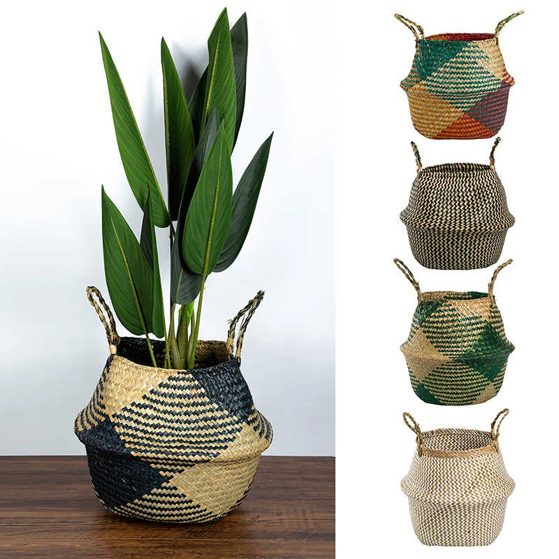 Organizer Clothing Storage-Basket Flower-Pot Hanging Seagrass Handmade Rattan Woven WHISM