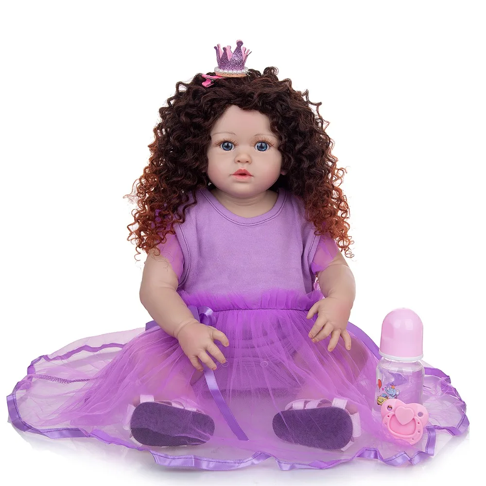 Bebes Doll Full Silicone Reborn Boneca Baby Dolls Realistic Boom Hair Princess Bath Bebe Bambole Per Bambini Giocattolo Per Regali Di Compleanno