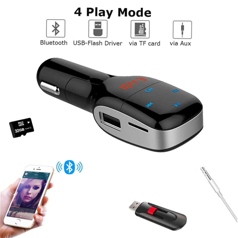 Автомобильный FM трансмиттер Konrisa модулятор Aux Выход Bluetooth музыкальный плеер