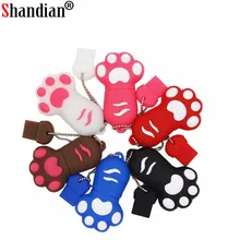 SHANDIANCartoon Katze Klaue Usb-stick 4 gb/8 gb/16 gb/32 gb/64gbcat's klaue usb-stick usb, stick/auto/geschenk/disk(China)