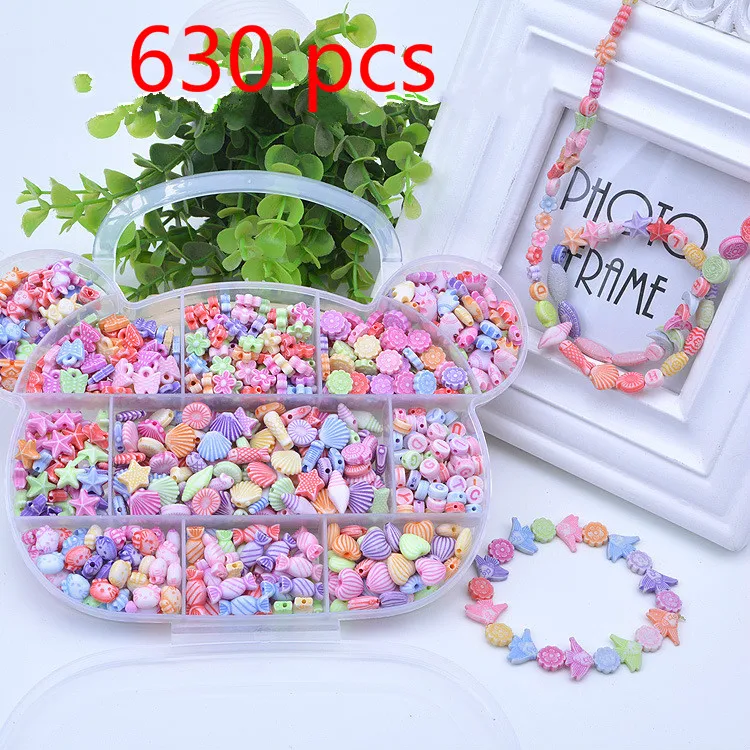 Новое поступление собственными руками Сделай Сам 630/420/370/280 шт бусины для детей Монтессори Материал комплект девочка игрушка поделки для детей - Цвет: 630 pcs