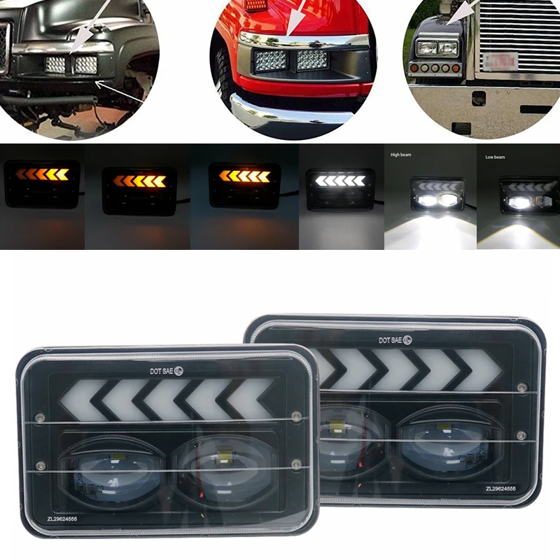 4x6 inch LED Headlight Sealed Headlamp For Peterbilt Kenworth Buick Electra1976-86 LeSabre 82-87 Cadillac 75-85 Ford Probe .777jpg