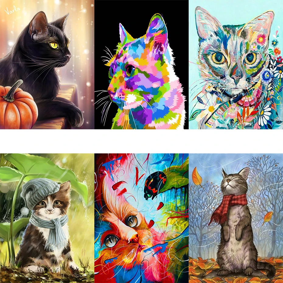 

tapb Color Cat Kits Oil Painting By Numbers Figure Acrylic Paint Drawing On Canvas Hand Painted For Adults Kids Set Home Decor