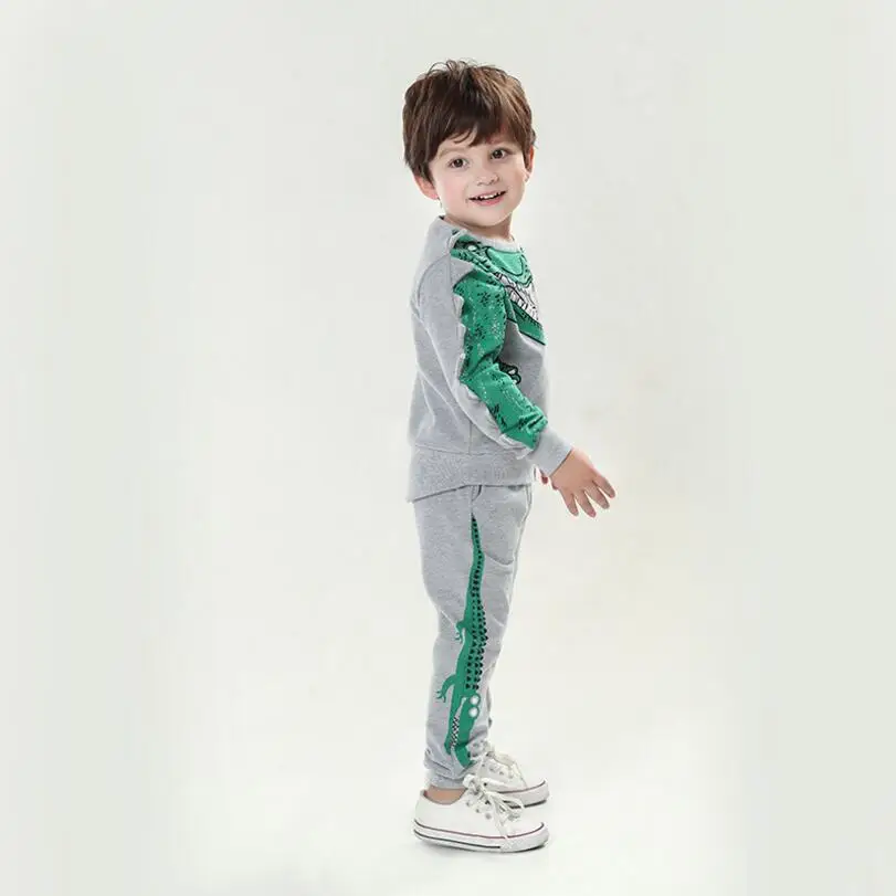 Boys'clothes осенне-зимняя детская одежда костюм с динозавром комплект из двух предметов, тираннозавр+ брюки из крокодиловой кожи