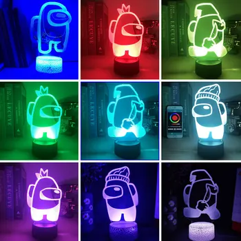 

3D Game Among Us Bedside Night Light Cursor RGB Color LED Table Desktop Lamp Home Holiday Atmosphere Decor Xmas Gift with Remote