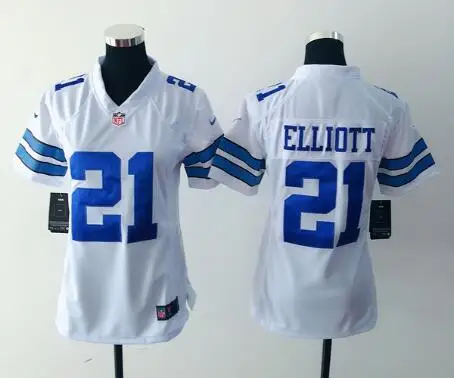 Серебристый Stitiched, Dallas s Ezekiel Elliott для женщин Джерси - Цвет: Серебристый