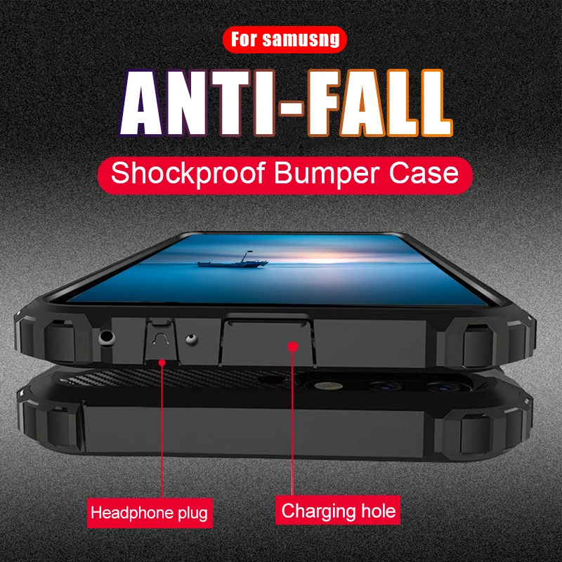 

Luxury Armor Soft Bumper Phone Case For Samsung Galaxy S7 S8 S9 S10 Plus S10E Note 8 9 10 Pro A50 A40 A60 Shockproof Case Cover