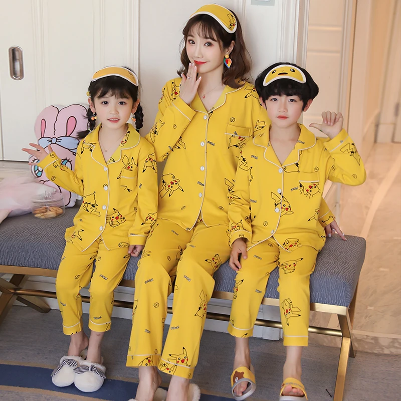 Весенние детские пижамы одинаковые с длинными рукавами хлопковые Семейные