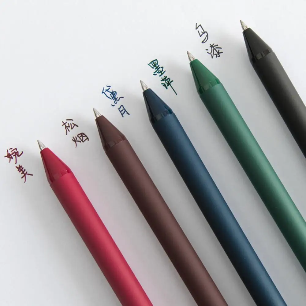 5 шт выдвижные Ретро темные цветные гелевые ручки 0,5 мм тонкие канцелярские принадлежности