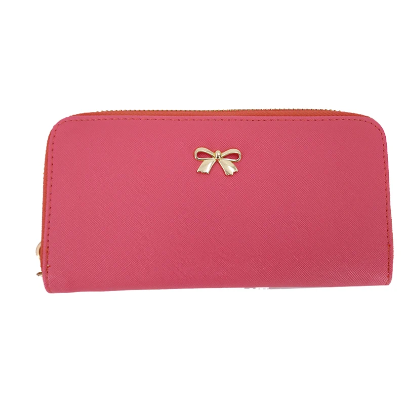 Red Женский длинный клатч, кошельки, женская мода, из искусственной кожи монета с изображением завязанного банта, сумка, кошельки для телефона, известный дизайнер, Женский кошелек с отделением для карт - Цвет: Red