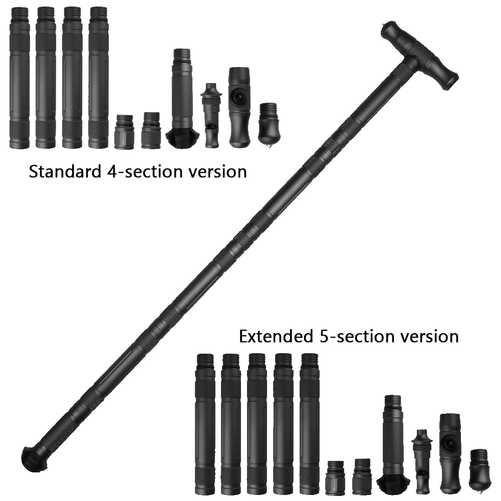 Multifunctional Trekking Pole Metal Folding Ultralight Quick Lock Trekking Poles Hiking Pole Outdoor Stick Survival Tool