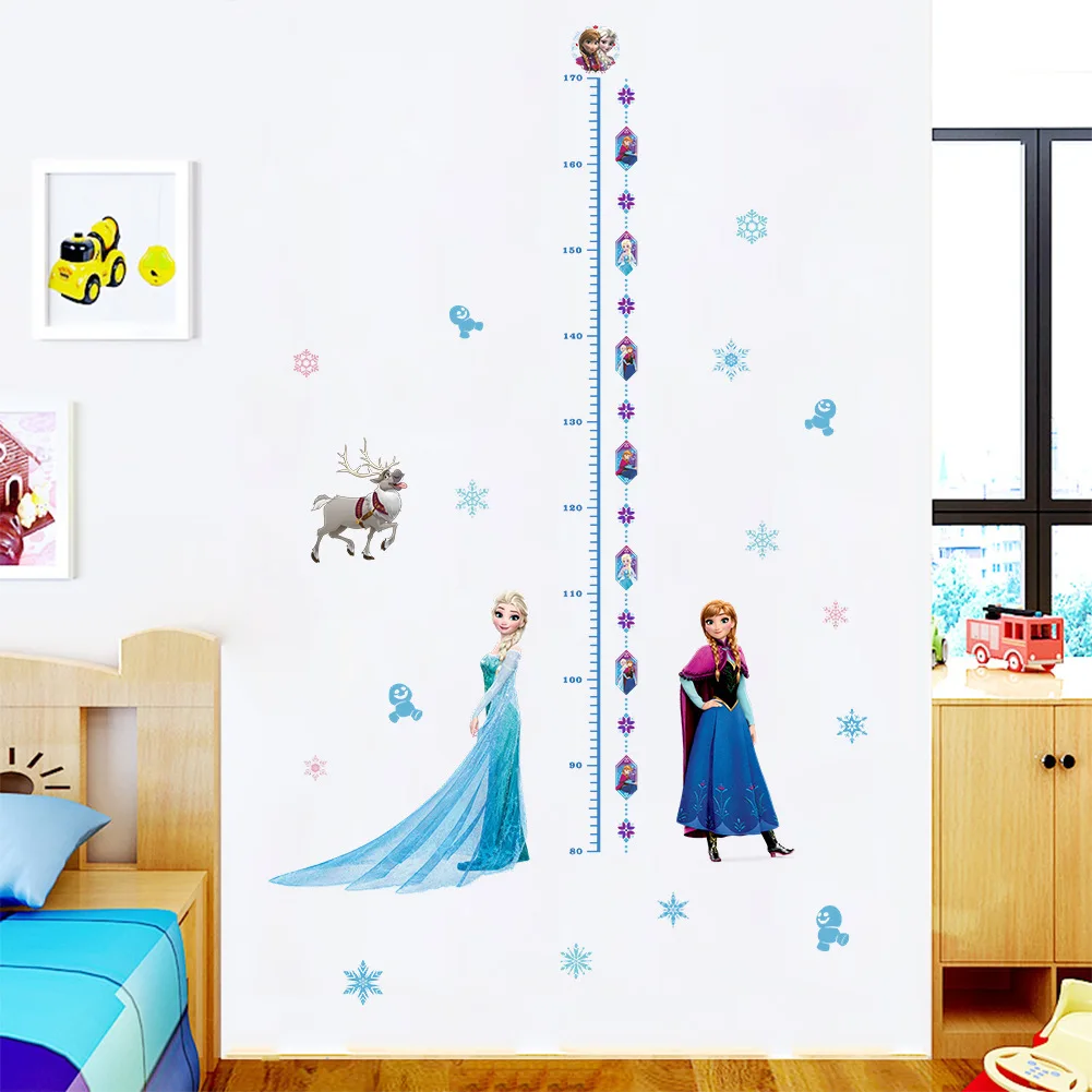 Disney Frozen Princess Growth Chart Wall Stickers For Kids Rooms Home Decor Elsa And Anna Height Measure Decals Pvc Mural | Дом и сад