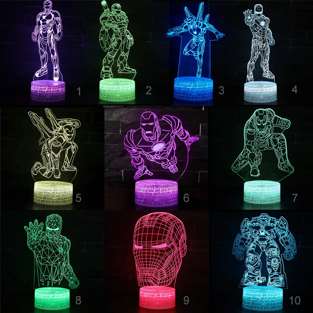 

Marvel Legends 3d Table Lamp Party Decoration Avengers Endgame Figure Iron Man Nightlight Sleep Projection Lamp