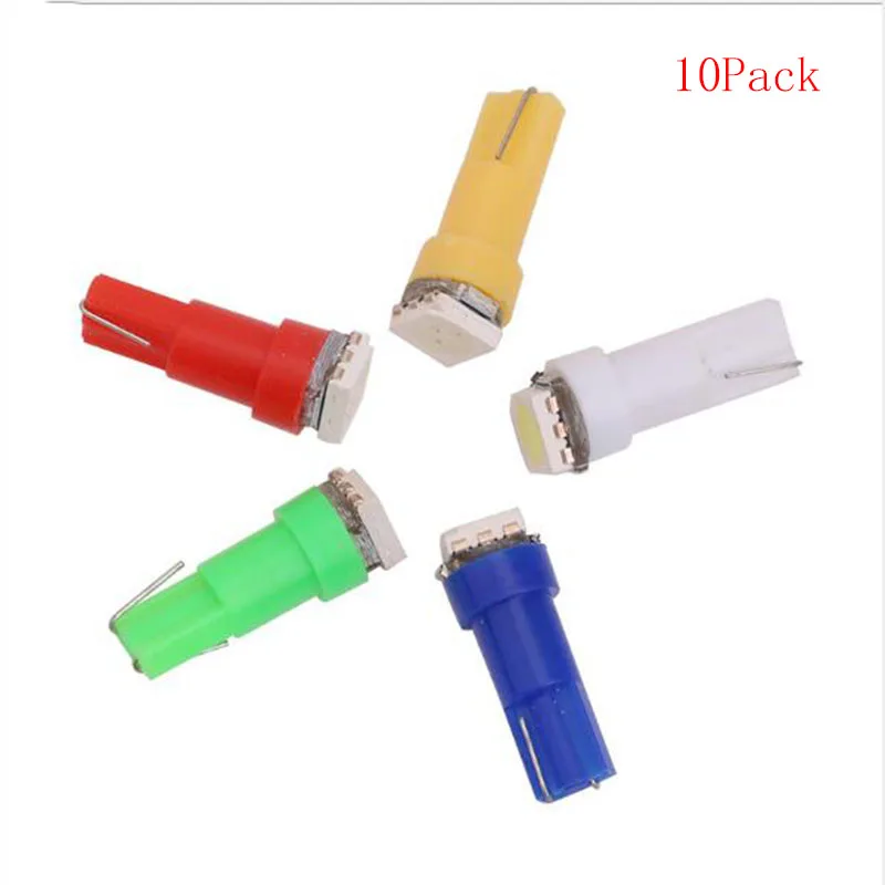 10pcs T5 led 18 27 74 85 286 SMD 5050 Auto LED Lamp Car Dashboard Instrument Light Bulb 12V white blue red yellow green 10X | Автомобили и