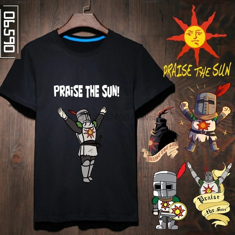Футболка с коротким рукавом и принтом дорк Души 3 Proise the Sun (2) | Мужская одежда