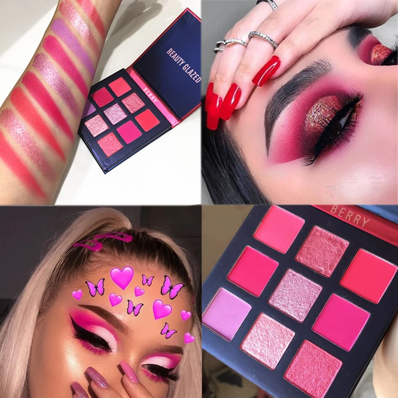 Beauty Glazed 9 оттенков тени для век Палитра Розовые фотоблестящие матовые палитра