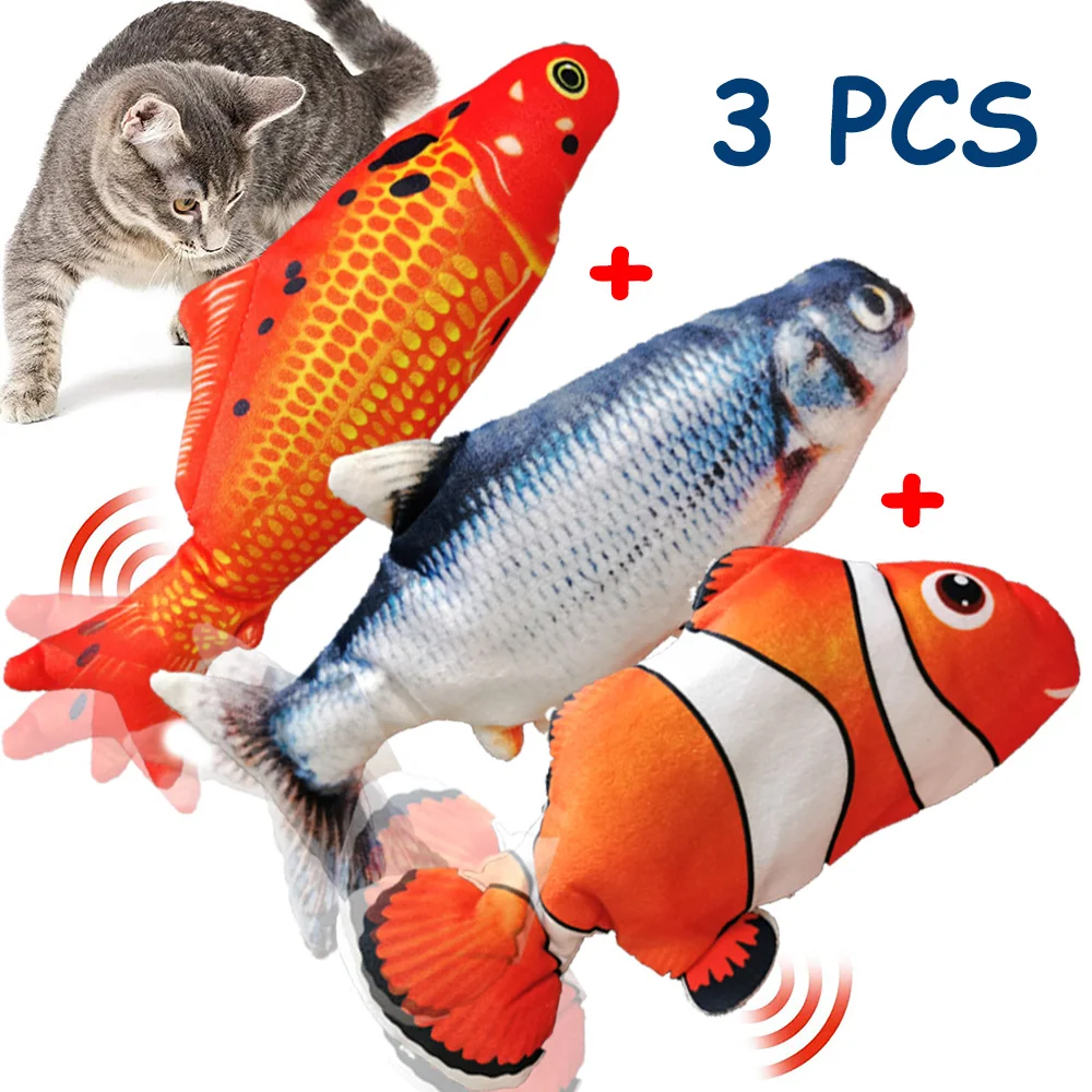 Electric Cat Toy Bite Toys Pet Toy 3 Pcs Electric Cat Toy 3d Fish