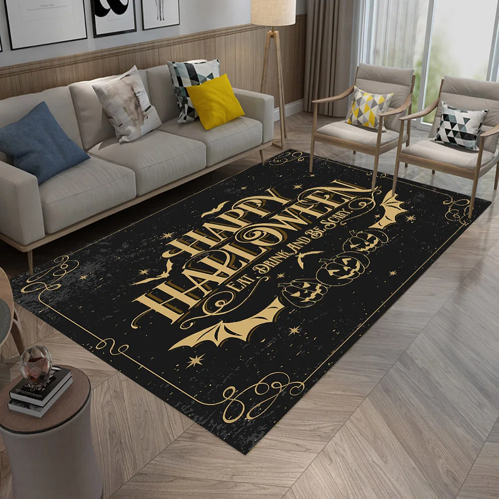 Nordic Flannel Kitchen Door Mat Happy Halloween Letter Carpet Bedroom Rug Pumpkin Decorative Stair Mats Home Decor Crafts Mat