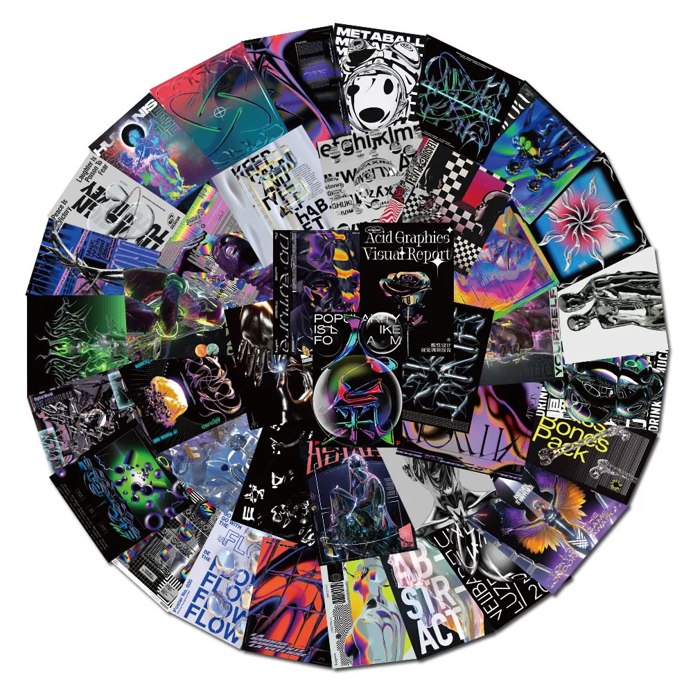 10/20/40PCS 사이키델릭 산성 그래픽 아트 낙서 스티커 미적 스케이트 보드 전화 노트북 기타 자동차 멋진 어린이 스티커 장난감