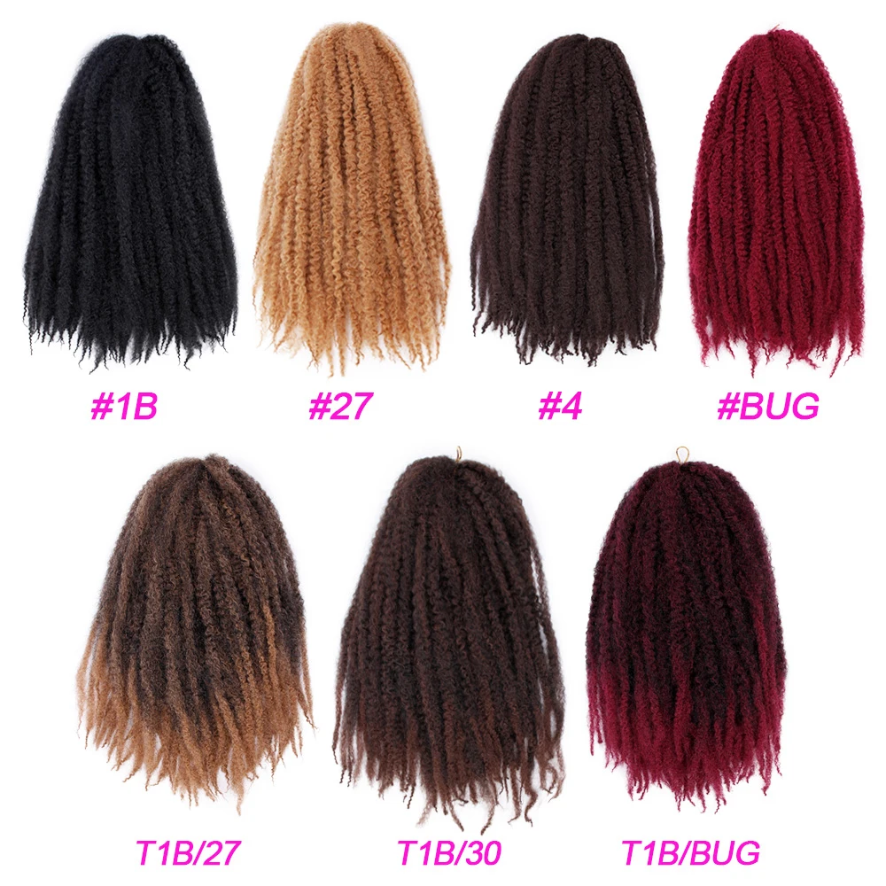 ONYX 18inch Marley Crochet Braids Hair  Pure Color Afro Kinky Synthetic Braiding Hair Crochet Braids Hair Extensions for Women images - 6