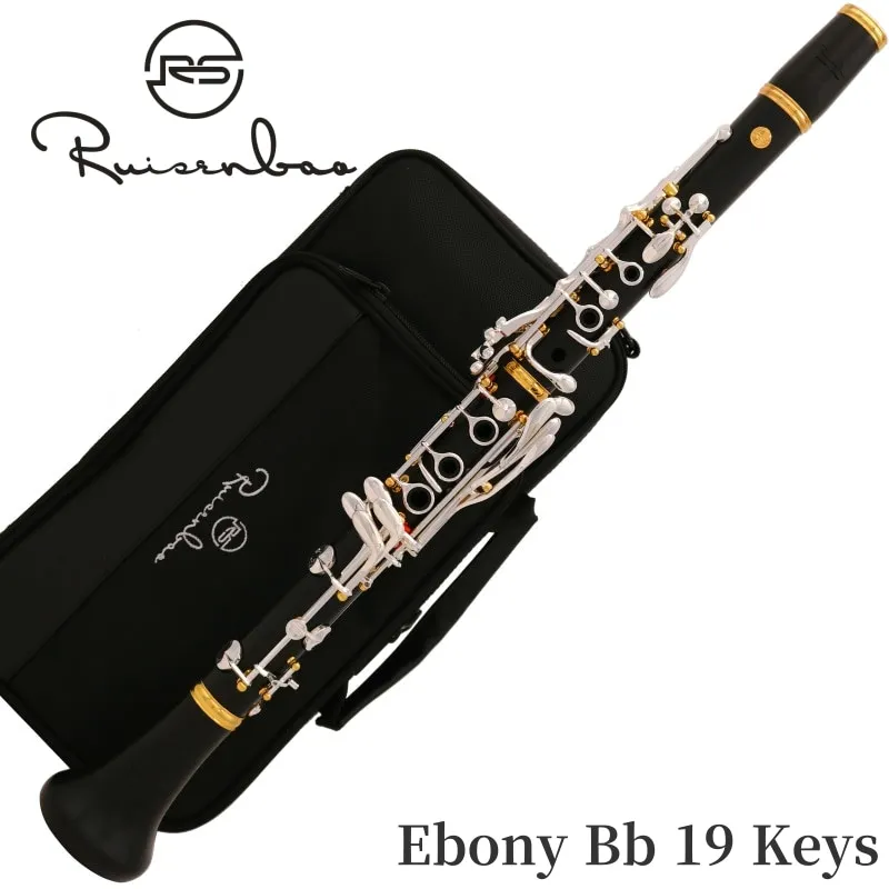 Tanie Profesjonalne Grenadilla heban drewniane Bb Soprano19 klucz klarnet posrebrzane klucze