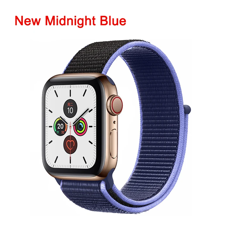 New Midnight Blue Ремешок для часов Apple Watch 38 мм 42 мм нейлоновый мягкий дышащий сменный ремешок для iWatch Band 40 мм 44 мм спортивная серия 5 4 3 2 1 - Цвет ремешка: New Midnight Blue