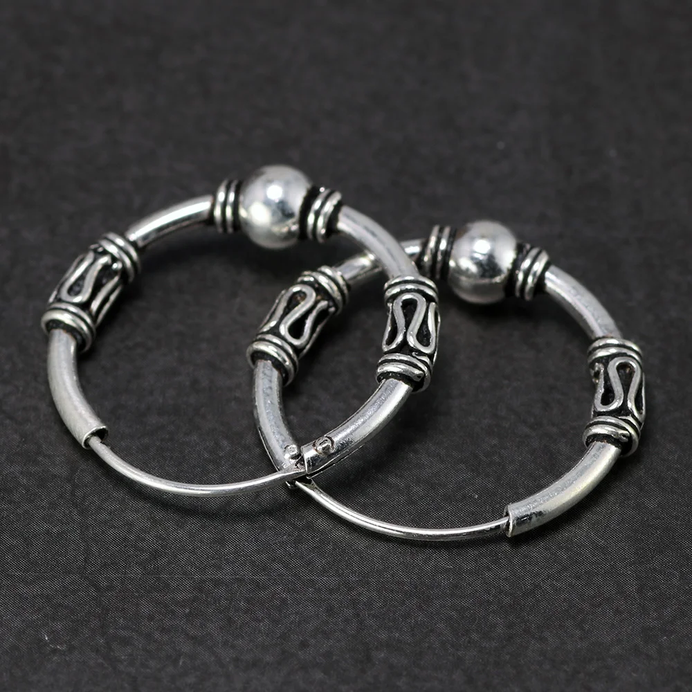 22 мм 925 пробы серебряные круглые серьги-кольца для женщин, круглые серьги в стиле стимпанк с линиями мира, хорошее ювелирное изделие