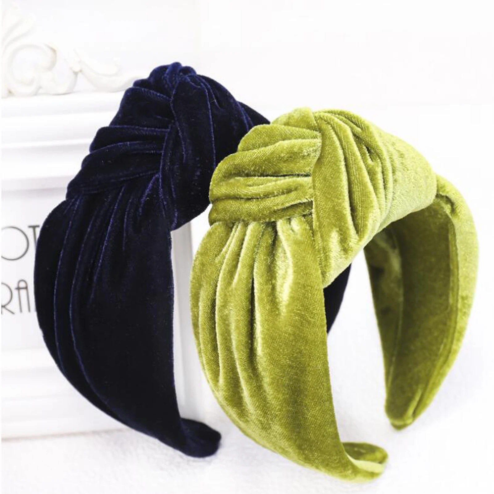 

New Fashion Wide Side Women Headband Flannel Hairband Center Knot Headwear Top Quality Hair Accessories Drop Shipping