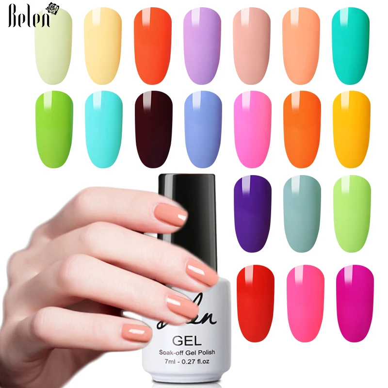  Belen 7ml Light Color Macaron Gel Nail Polish Long-lasting Hybrid Semi Permanent Lacquer UV LED Lam